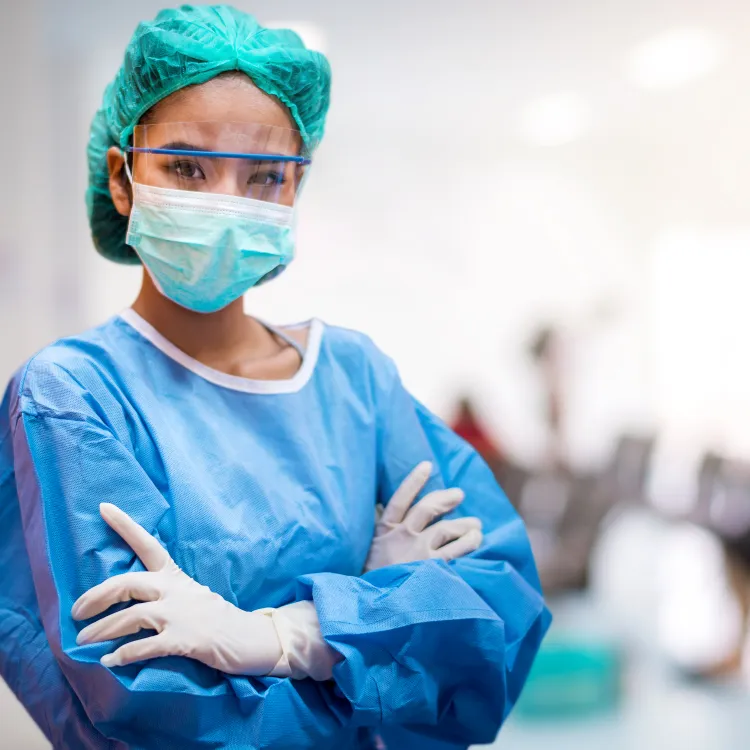 Healthcare worker in protective equipment